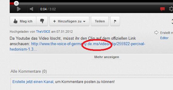 Der 'offizielle Link' sieht dem von The Voice of Germany zum Verwechseln ähnlich!